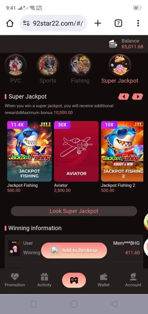 jackpot games image in 92 star